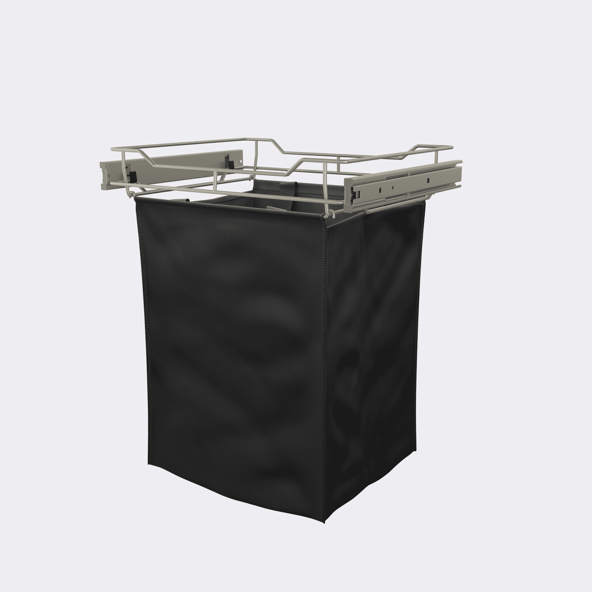 Classic 16.5" Full Extension Pullout Laundry Hamper for Closet in Satin Metal with Removable Bag on Full-Extension Pullout Sliders