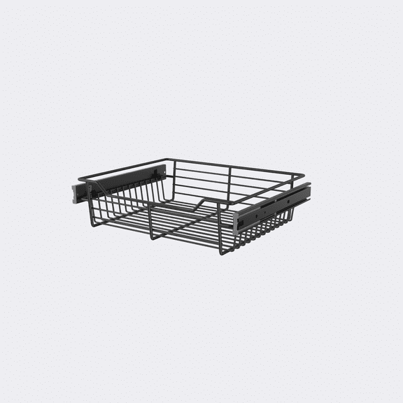 Classic 16.5" Full Extension Pullout Wire Basket in Matt Black  - Slim  4.7" Height