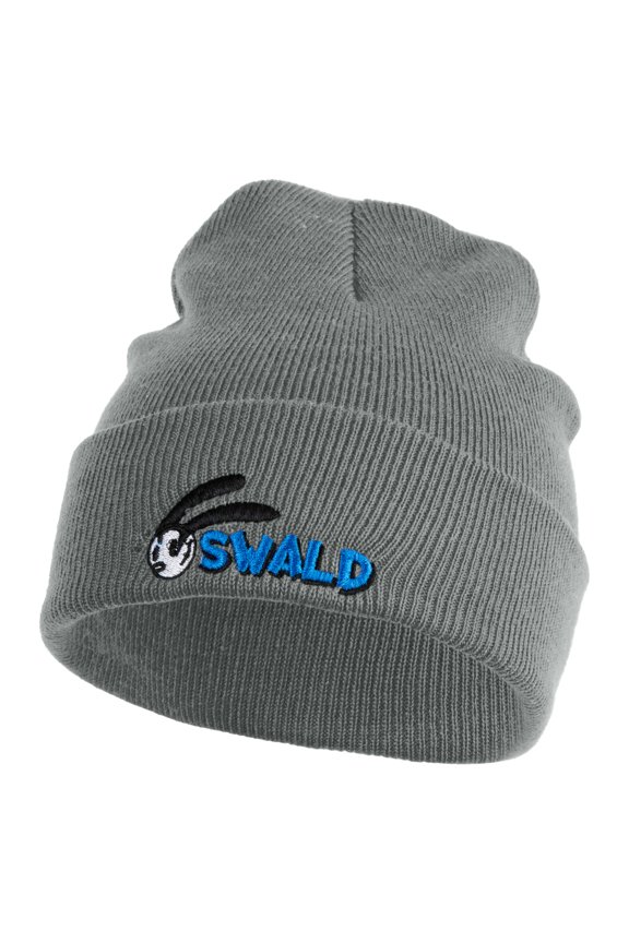 Classic 1927 Oswald Rabbit Head Embroidered Beanie - Light Grey OSFM