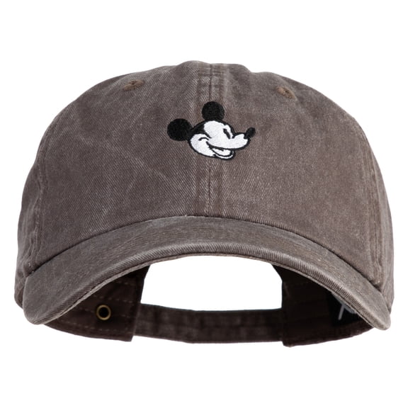 Classic 1928 Mickey Head Embroidered Pigment Dyed Cotton Cap - Brown OSFM