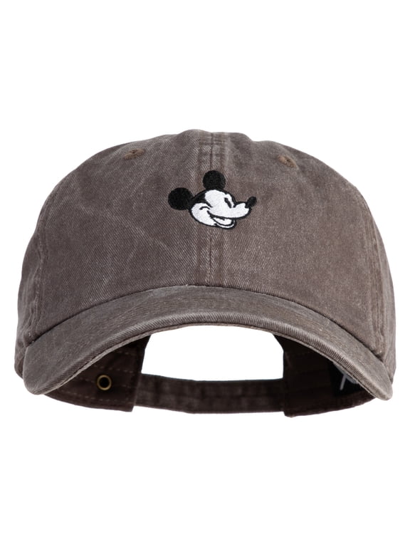 Classic 1928 Mickey Head Embroidered Pigment Dyed Cotton Cap - Brown OSFM