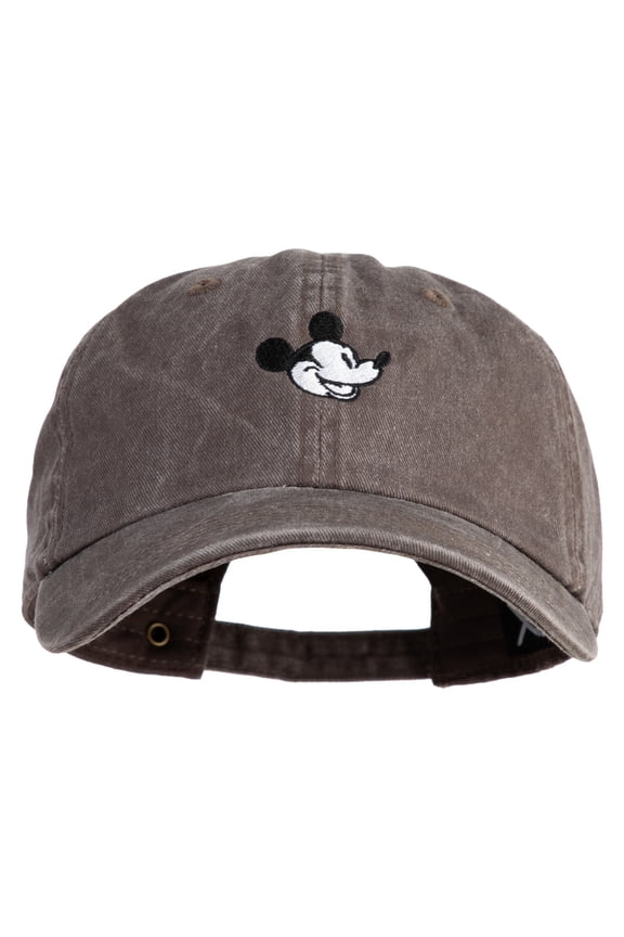 Classic 1928 Mickey Head Embroidered Pigment Dyed Cotton Cap - Brown OSFM