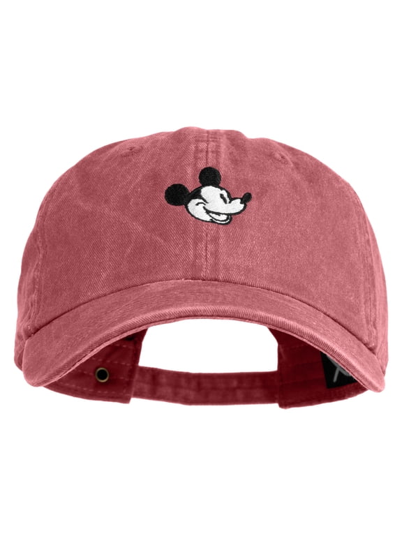 Classic 1928 Mickey Head Embroidered Pigment Dyed Cotton Cap - Wine OSFM