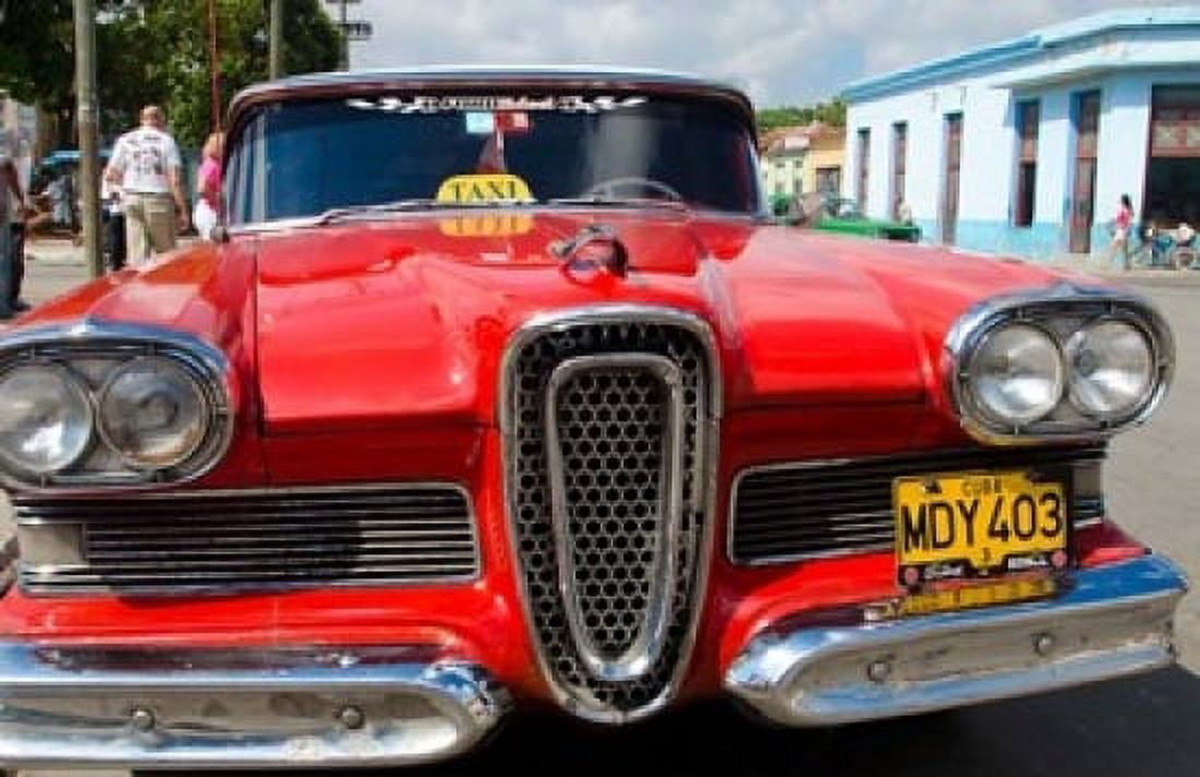 Classic 1950s Edsel parked on downtown street Cardenas Cuba Canvas Art - Bill Bachmann DanitaDelimont (17 x 11)