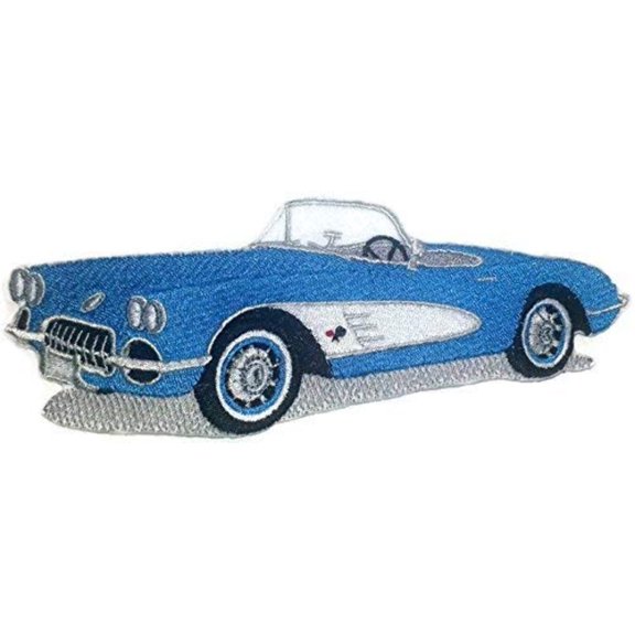 Classic 1960 Corvette Embroidered Iron On/Sew Patch [6.53" x2.59"]