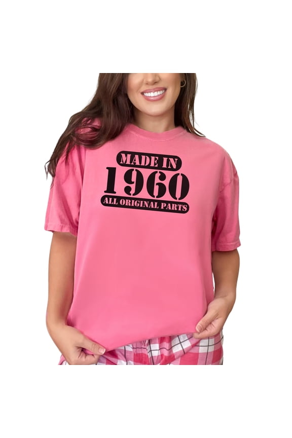 Classic 1960 Vintage All Original Parts, Crunchberry Comfort Colors T-Shirt, Small
