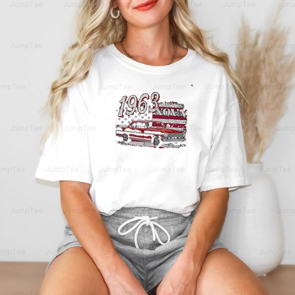 Classic 1963 Nova II American Muscle Car 4th July USA Patriotic Retro Comfort Color T-Shirt Unisex, up to 4XL