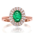 thumbnail image 1 of Classic 2 Carat Green Emerald 8x6mm Oval Shape Moissanite Diamond Halo Engagement Ring in 10k Rose Gold, 1 of 5