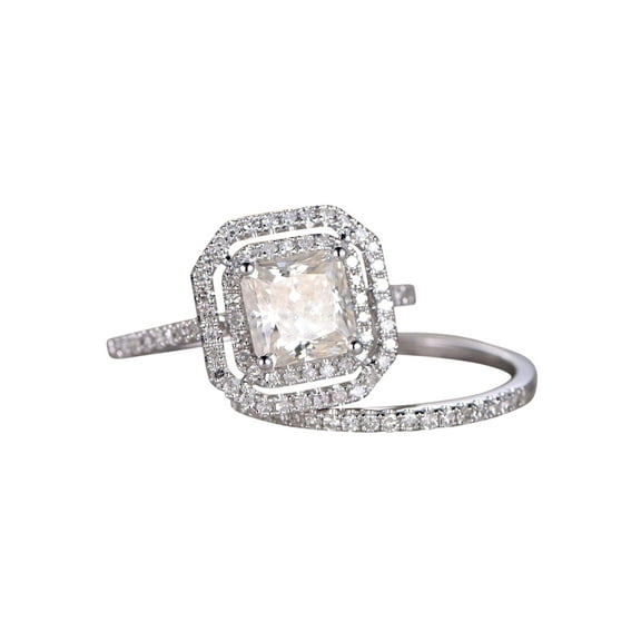 Classic 2 Carat Moissanite and Diamant Bridal Set with 18k Gold Plating