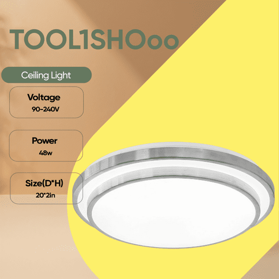 Classic 2-Tier Dimmable LED Flush Mount Ceiling Light Fixture Silver 20*2" (D*H) Round