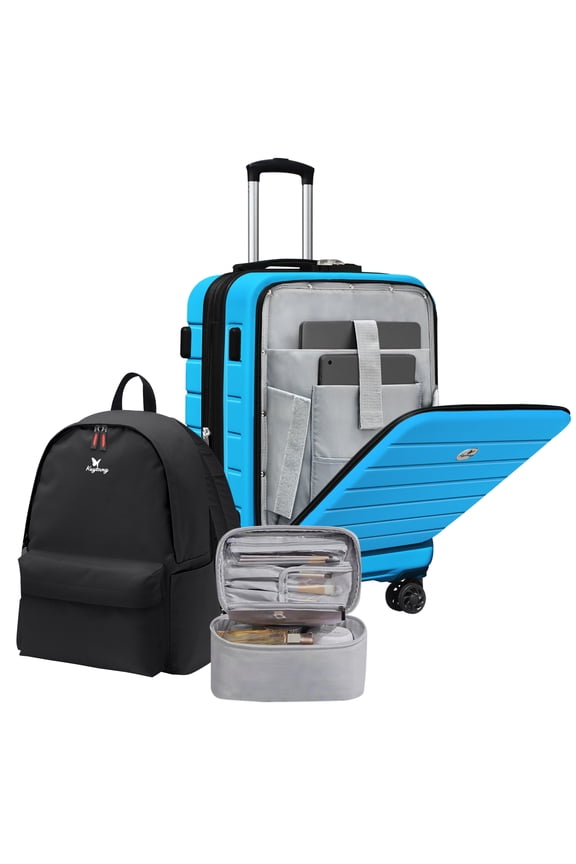 Classic 20 Inch Hardside Expandable Carry-On with TSA Lock Spinner Wheels & Front Pocket,Blue