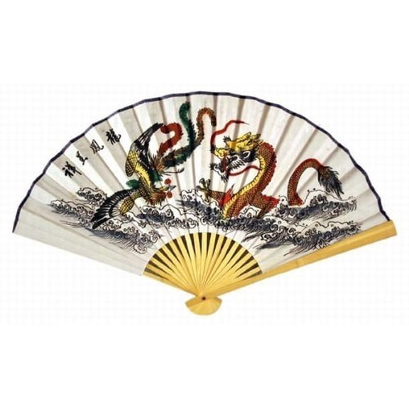"Classic 20"" Oriental Feng Shui Wall Fan-Dragon & Pheonix"