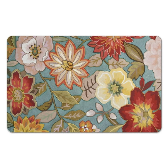 Classic 20x32 inch Floral Bathroom Area Rug - Non-Slip Large Kitchen Rug - Distressed Indoor Carpet for Modern Dining and Office Room