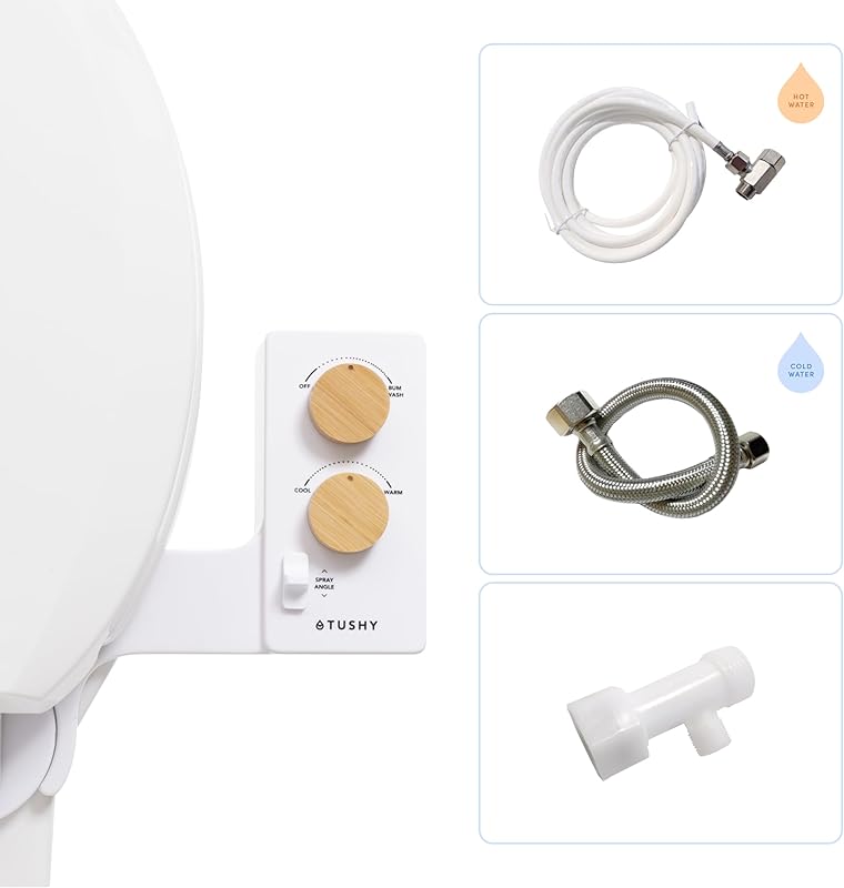 ONEX OB333 Non-Electric Bidet Toilet Seat Attachment – Self-Cleaning Dual Nozzle With Adjustable Water Pressure For Front & Back Cleansing