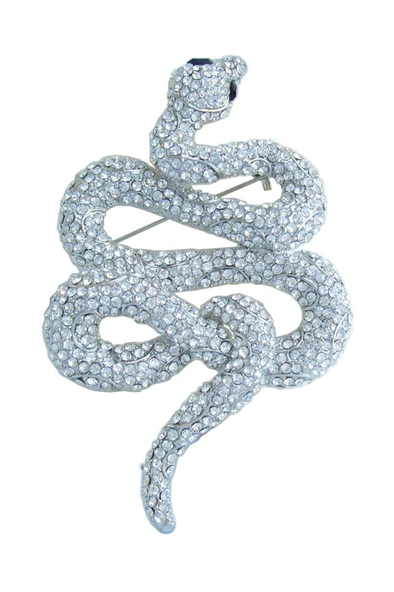 Classic 3.94" Unique Animal Snake Brooch Pin Pendant Clear Austrian Crystal