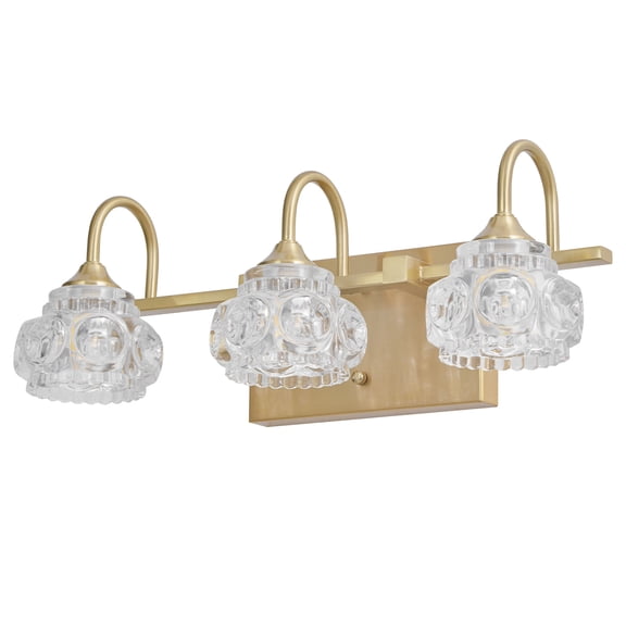 Classic 3-Light Gold Iron Vintage Wall Lighting with Crystal Shades for Bathrooms
