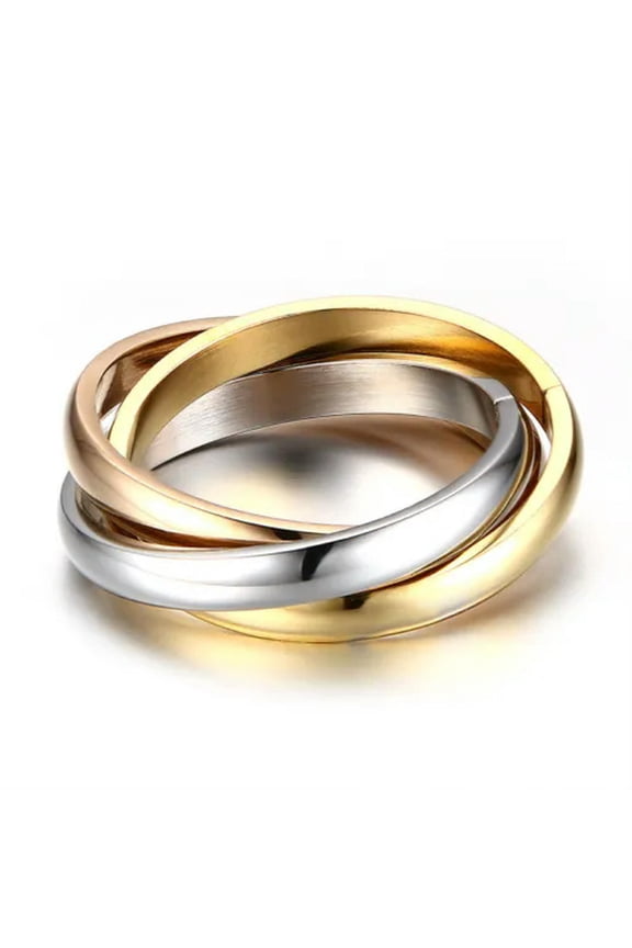 Classic 3 Rounds Ring Sets For Women Stainless Steel Wedding Engagement Female