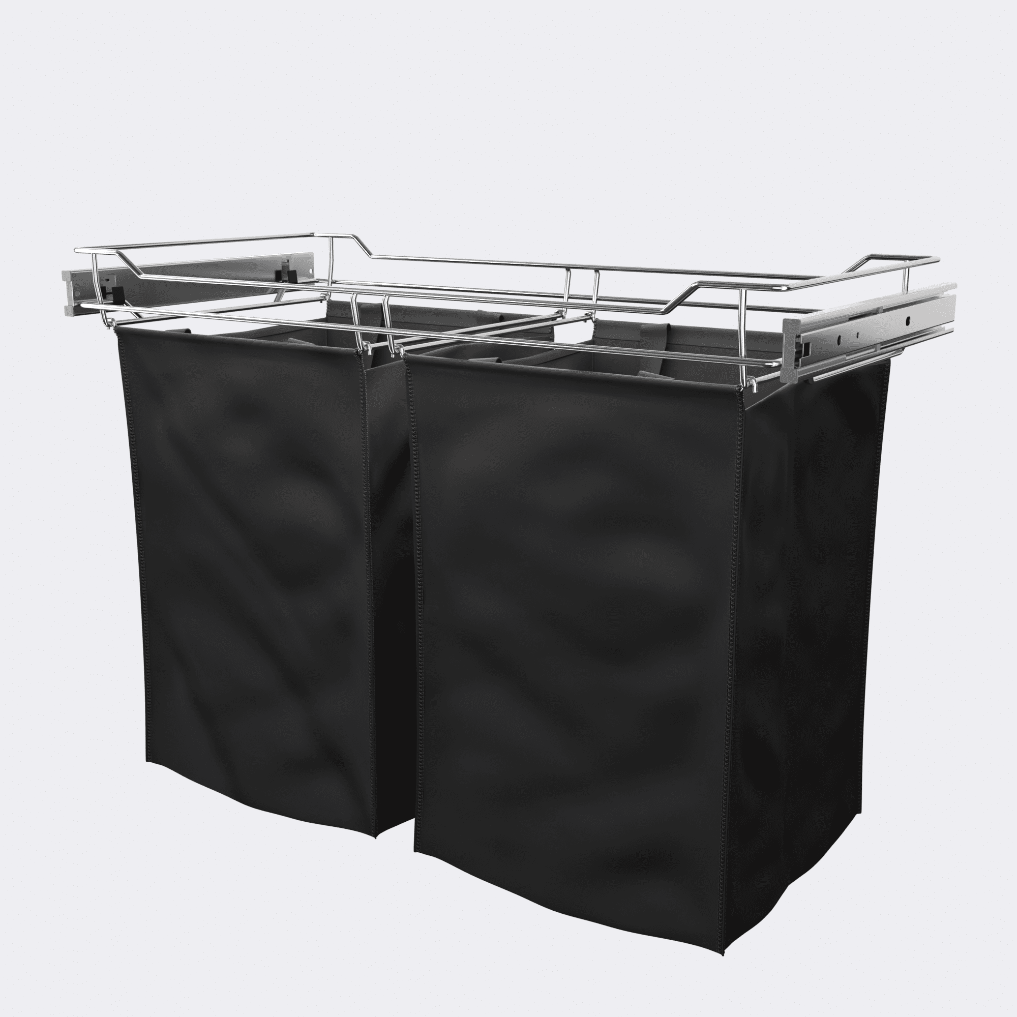 Classic 30" Full Extension Pullout Laundry Hamper for Closet in Chrome with Removable Bag on Full-Extension Pullout Sliders