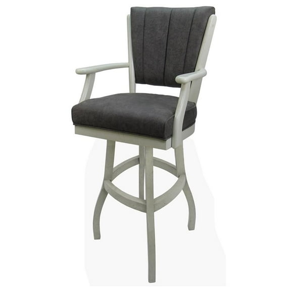 Classic 30" Solid Wood Bar Stool NW Elk Fabric White Wood