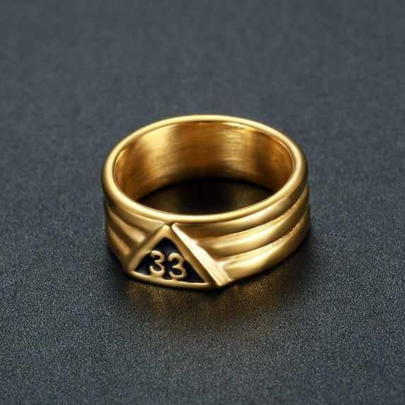 Classic 33 Masonic Ring14K Yellow Gold Jewelry Fashion Freemasonry Mason Biker Men Ring
