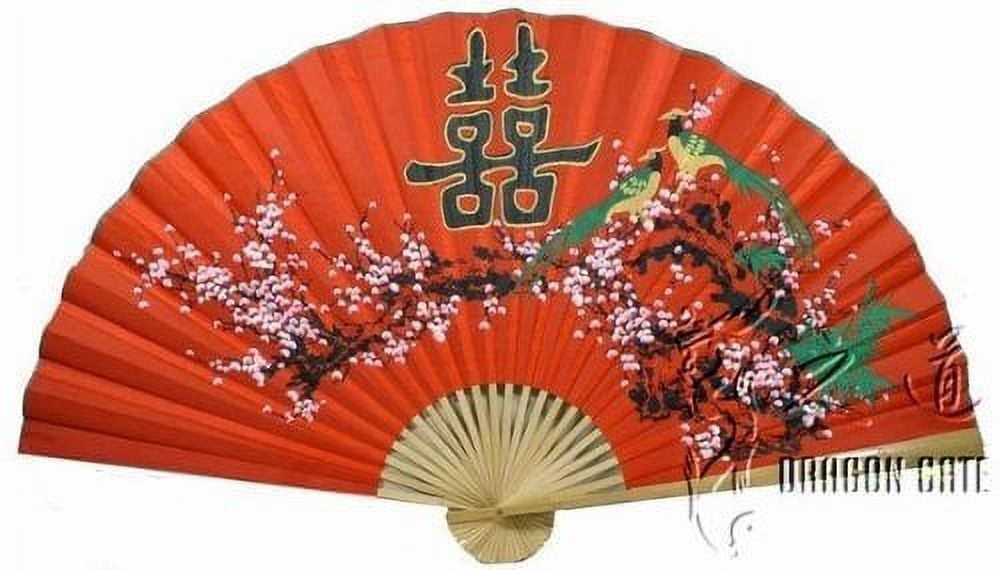 "Classic 35"" Oriental Feng Shui Wall Fan-He (Happyness)"
