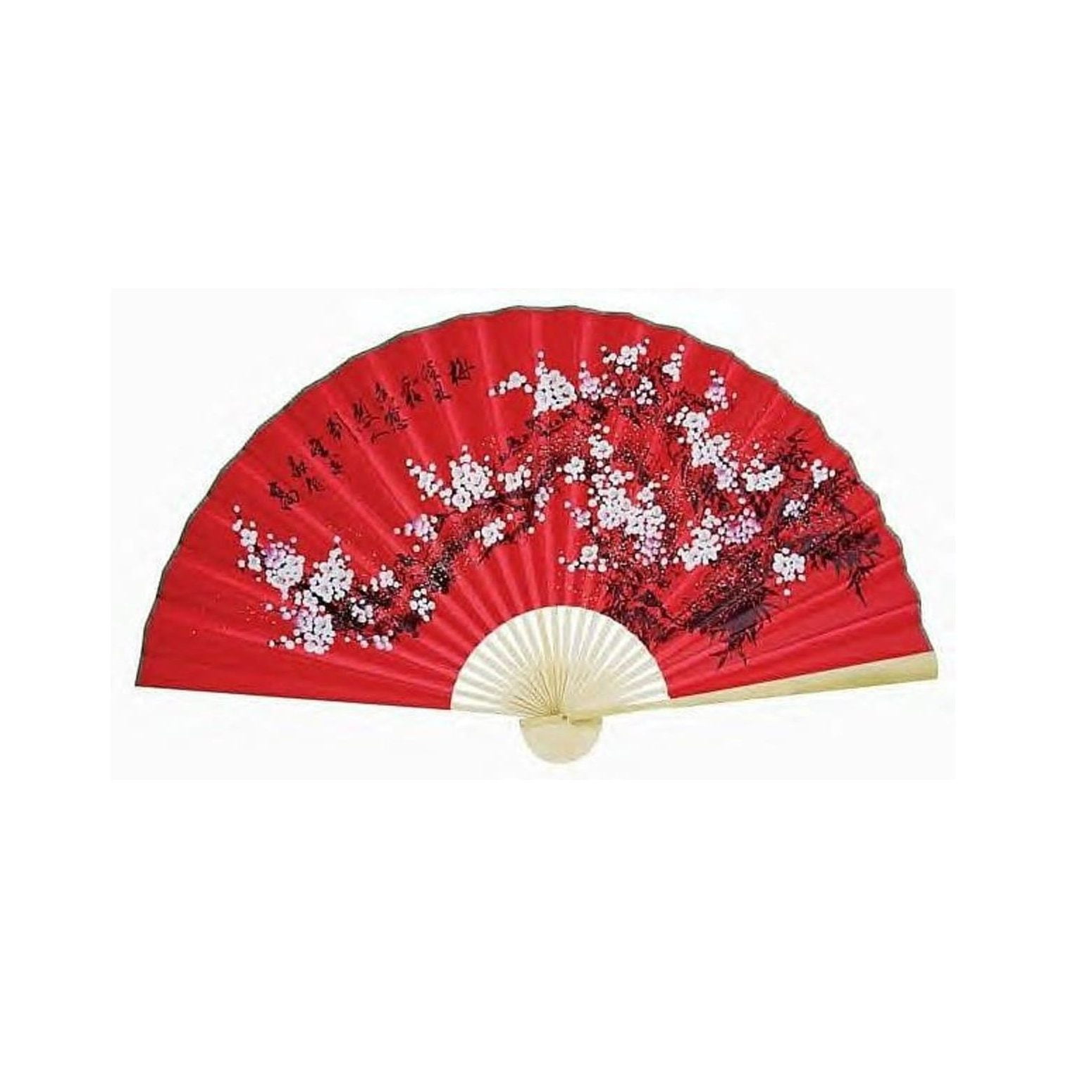 "Classic 35"" Oriental Feng Shui Wall FanRed flowers"