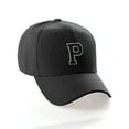 thumbnail image 1 of Classic 3D Raised Initial Letters A to Z Structured Baseball Hat Cap Adjustable, Black Hat White Black Letter P, 1 of 4