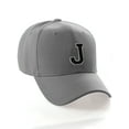 thumbnail image 1 of Classic 3D Raised Initial Letters A to Z Structured Baseball Hat Cap Adjustable, Charcoal Hat White Black Letter J, 1 of 7
