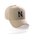 thumbnail image 1 of Classic 3D Raised Initial Letters A to Z Structured Baseball Hat Cap Adjustable, Khaki Hat White Black Letter N, 1 of 4