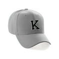 thumbnail image 1 of Classic 3D Raised Initial Letters A to Z Structured Baseball Hat Cap Adjustable, L Grey Hat White Black Letter K, 1 of 4