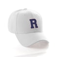 thumbnail image 1 of Classic 3D Raised Initial Letters A to Z Structured Baseball Hat Cap Adjustable, White Hat Red Blue Letter R, 1 of 7