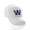 thumbnail image 1 of Classic 3D Raised Initial Letters A to Z Structured Baseball Hat Cap Adjustable, White Hat Red Blue Letter W, 1 of 4