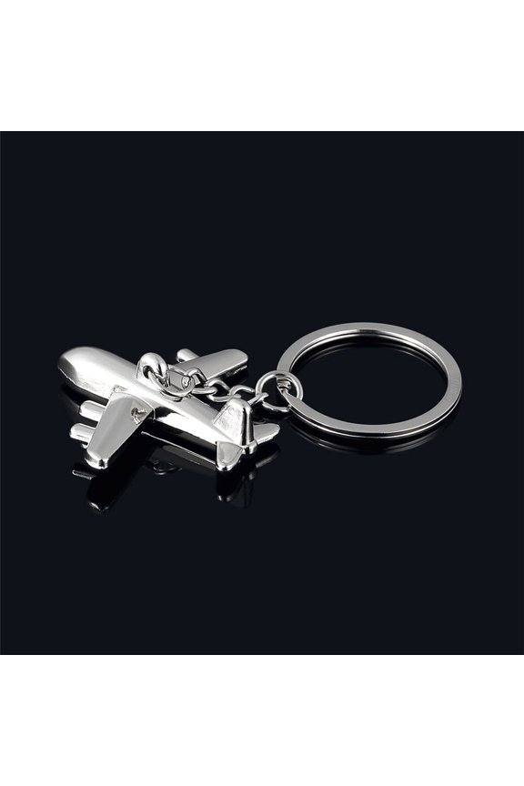 Classic 3D Simulation Model Airplane Keychain Key Chain Ring Keyring Silver Metal For Keys Bag Aviation Enthusiasts