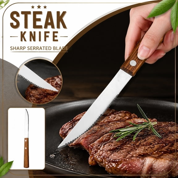 Classic 4-Piece Jumbo Dual Riveted Wood Inspired Steak Knife Set