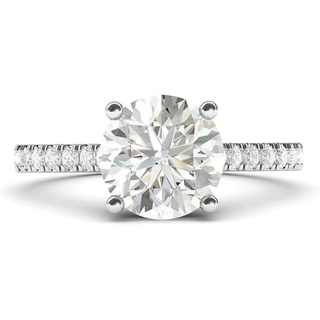 Classic 4-Prong Simulated Diamond or Moissanite Promise Bridal Engagement Ring Side Stones