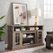 Classic 58.25 TV Stand for TVs up to 65, Gray Wash, American Traditional Entertainment Console with Open & Closed Storage, Adjustable Shelves, and Cable Management