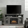 thumbnail image 1 of Classic 58" Rustic TV Stand with 23" Electric Fireplace Insert, Media Entertainment Center Console Table for TV up to 65" with Open and Closed Storage Shelves and Cabinets (Black+Dark Walnut), 1 of 8