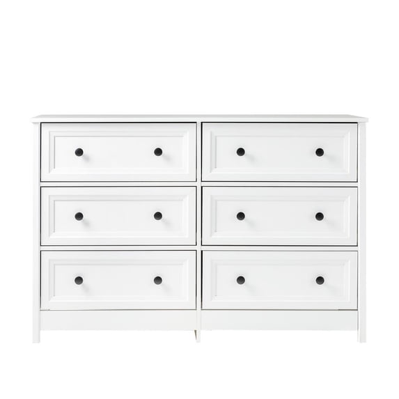 Classic 6-Drawer Oakland Wood Dresser - White