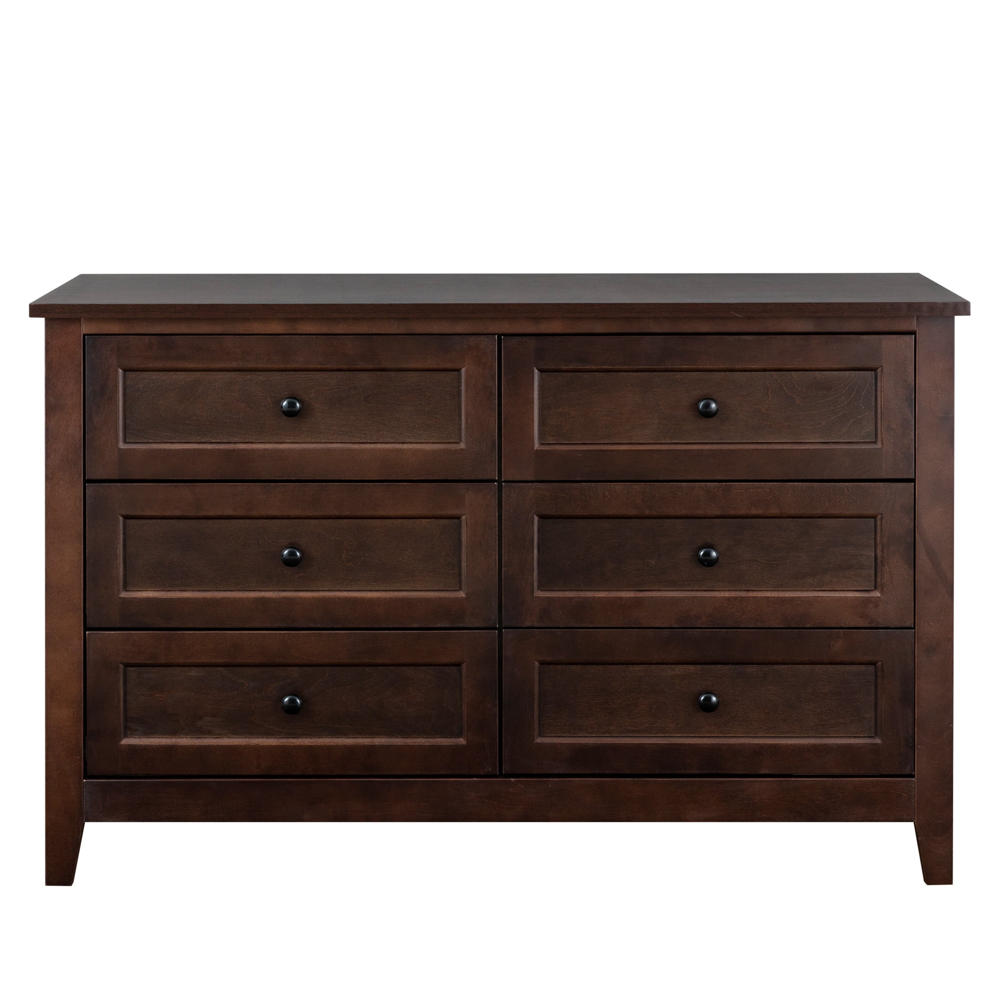 Classic 6 Drawers Dresser for Bedroom, Solid Wood Storage Chest