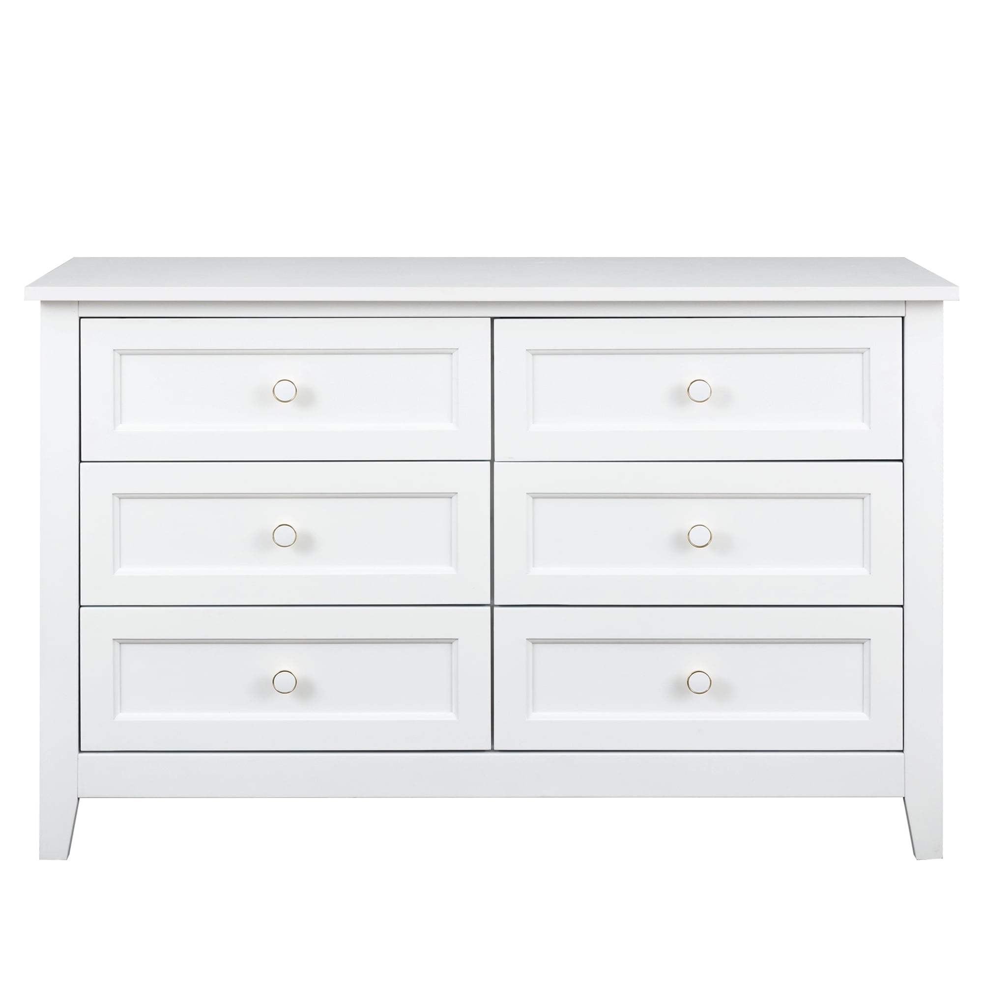 Classic 6 Drawers Dresser for Bedroom, Solid Wood Storage Chest