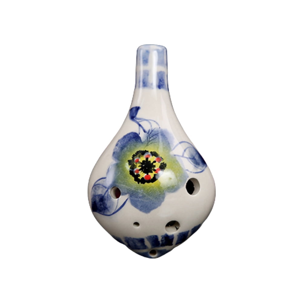 Ocarina 6 Trous Alto C - Style Bouteille De Vin - Céramique Émaillée Blanche - Avec Sangle Et Tablature - 5