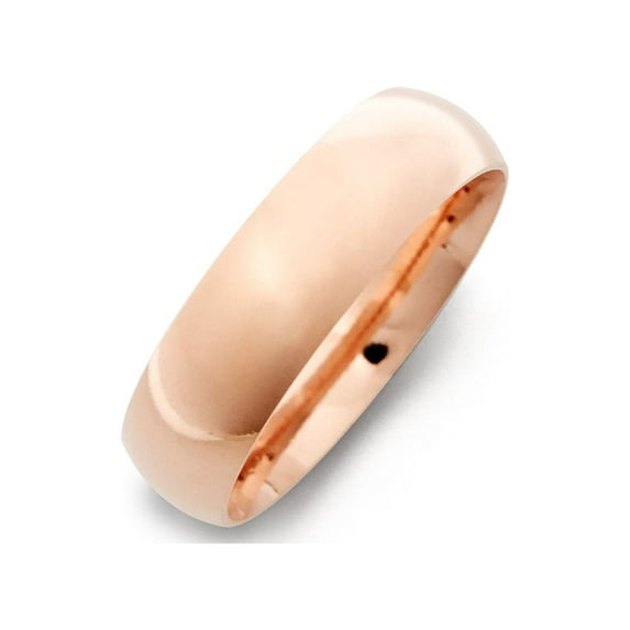 Classic 6mm Rose Gold Plated Wedding Band for Women or Men, Ring Sizes 5 to 12