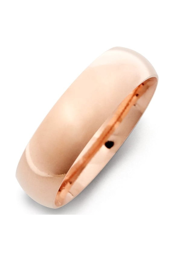 Classic 6mm Rose Gold Plated Wedding Band for Women or Men, Ring Sizes 5 to 12