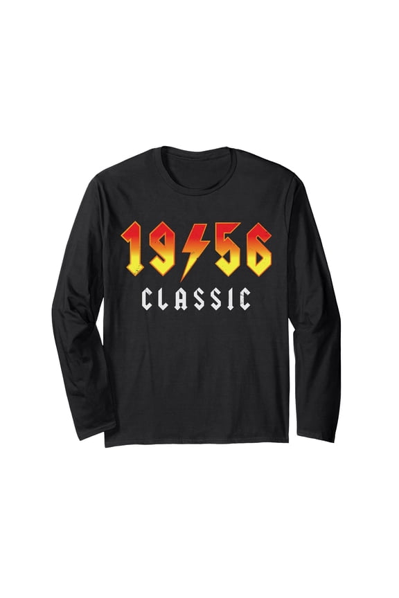 Classic 70th Birthday Long Sleeve T-Shirt for Men, 1956 Design with Bold Gradient Colors
