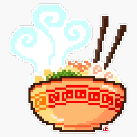 Classic 8-Bit Retro Gaming Ramen Noodle Bowl Pixel Arcade Decal For Laptop Skate Board Sticker