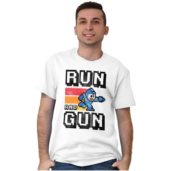 Classic 8-bit Video Game Mega Man Gun Men's Graphic T Shirt Tees Brisco Brands M