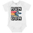 thumbnail image 1 of Classic 8-bit Video Game Mega Man Gun Romper Boys or Girls Infant Baby Brisco Brands 12M, 1 of 7