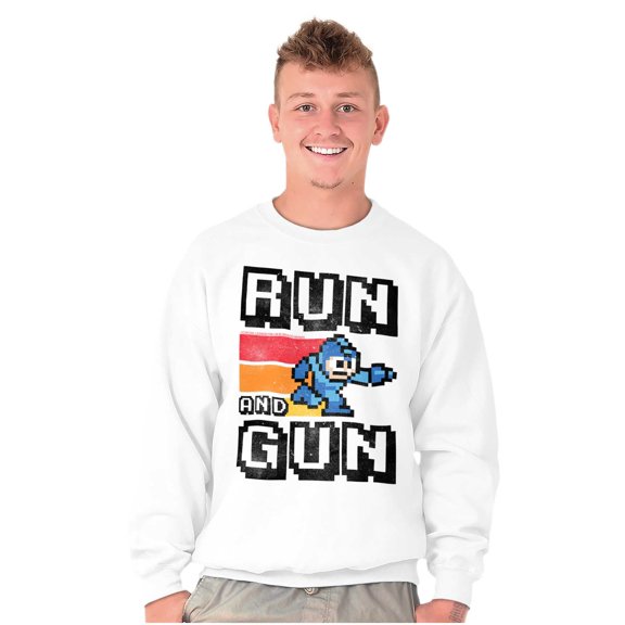 Classic 8-bit Video Game Mega Man Gun Sweatshirt for Men or Women Brisco Brands S