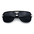 thumbnail image 1 of Classic 80s Rapper Mid Temple Flat Top Bridge Thick Plastic Racer Sunglasses Black Silver - Black, 1 of 4