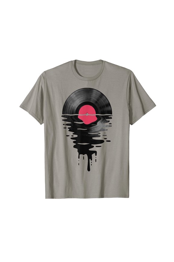 Classic 80s Sunset Vinyl Record Graphic T-Shirt for Music Lovers